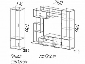 Гостиная Пекин с пеналом Венге-Лоредо в Кыштыме - kyshtym.mebel74.com | фото 3