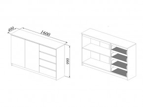 Комод Мори МК1600.1/2 Графит в Кыштыме - kyshtym.mebel74.com | фото 2