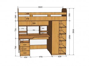 Кровать чердак Аракс бетон-зира в Кыштыме - kyshtym.mebel74.com | фото 2