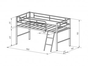 Кровать чердак Севилья Мини черная в Кыштыме - kyshtym.mebel74.com | фото 2