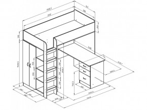 Кровать чердак Теремок 3 Дуб молочный-Розовый в Кыштыме - kyshtym.mebel74.com | фото 2