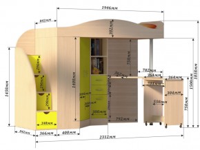 Кровать чердак Юниор 4 Белое дерево в Кыштыме - kyshtym.mebel74.com | фото 3