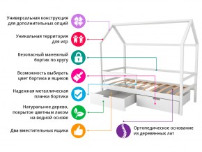 Кровать-домик Svogen с ящиками и бортиком белый в Кыштыме - kyshtym.mebel74.com | фото 7