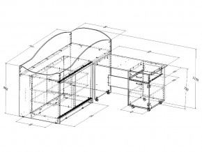 Кровать Дюймовочка 3 с лестницей Дельта 23.4 Голубой в Кыштыме - kyshtym.mebel74.com | фото 2