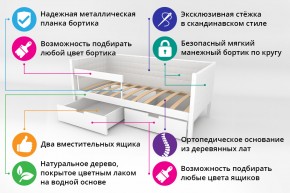 Кровать-тахта Svogen мягкая с ящиками и бортиком с фото белый/динозаврики в Кыштыме - kyshtym.mebel74.com | фото 2