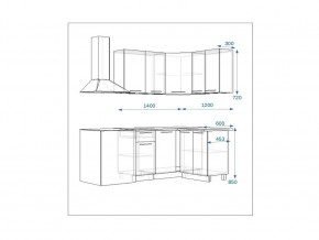 Кухонный гарнитур 14 Грецкий орех 1400*1200 правый в Кыштыме - kyshtym.mebel74.com | фото 2