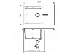 Мойка гранитная Gals-760 Белый 26 в Кыштыме - kyshtym.mebel74.com | фото 2