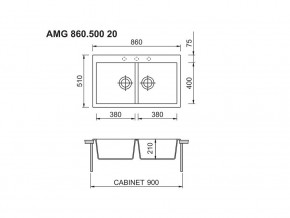 Мойка Longran Amanda AMG 860.500 20 в Кыштыме - kyshtym.mebel74.com | фото 2