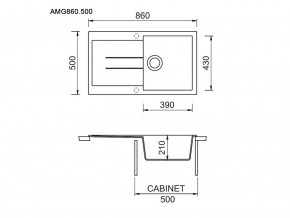 Мойка Longran Amanda AMG 860.500 в Кыштыме - kyshtym.mebel74.com | фото 2