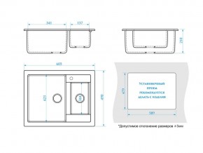 Мойка прямоугольная Санди Z19Q10 светло-серый в Кыштыме - kyshtym.mebel74.com | фото 2