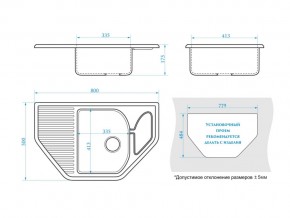 Мойка угловая Рики Z22Q1 белый лед в Кыштыме - kyshtym.mebel74.com | фото 2