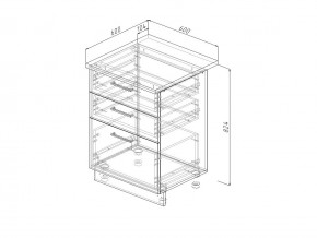 Н3Я 60 Модуль нижний Без Столешницы 3 ящика МН3Я 60 в Кыштыме - kyshtym.mebel74.com | фото