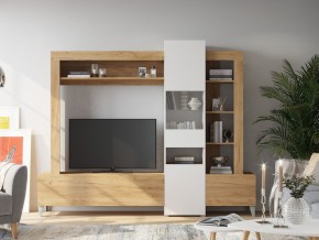 Стенка Сканди Крафт золотой-белый в Кыштыме - kyshtym.mebel74.com | фото 2